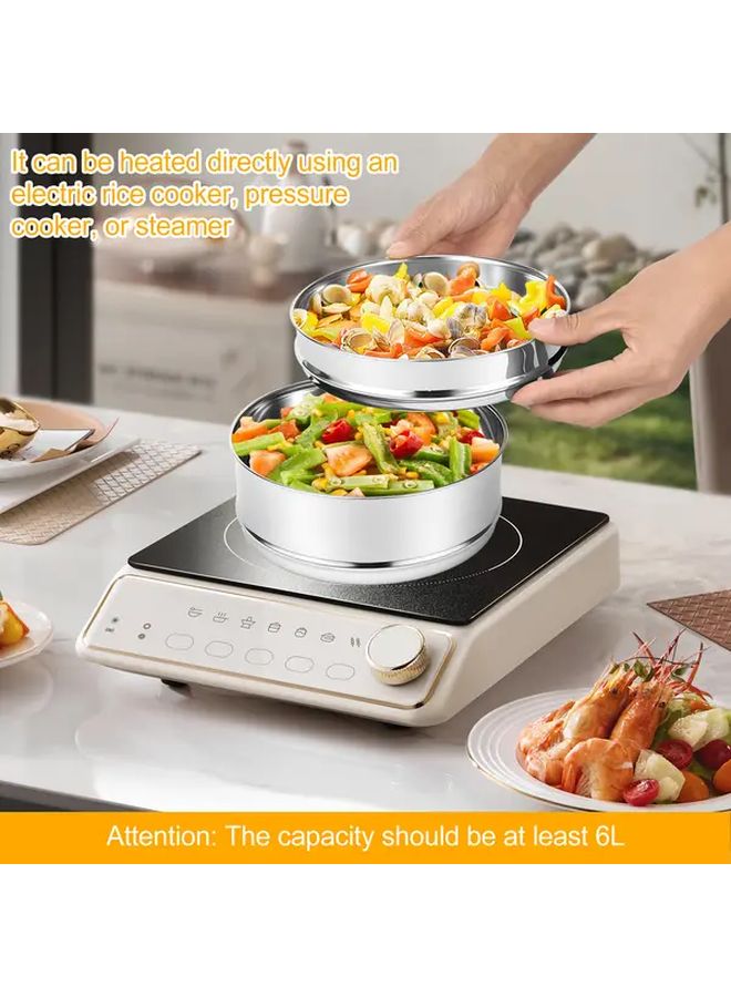 3 Tier Stainless Steel Stackable Steamer Plate Silvery Color Even Heat Distribution - Image 5
